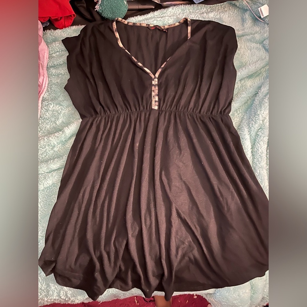 Sofia by Sofia Vergara black & Brown Sleeveless Babydoll Dress
